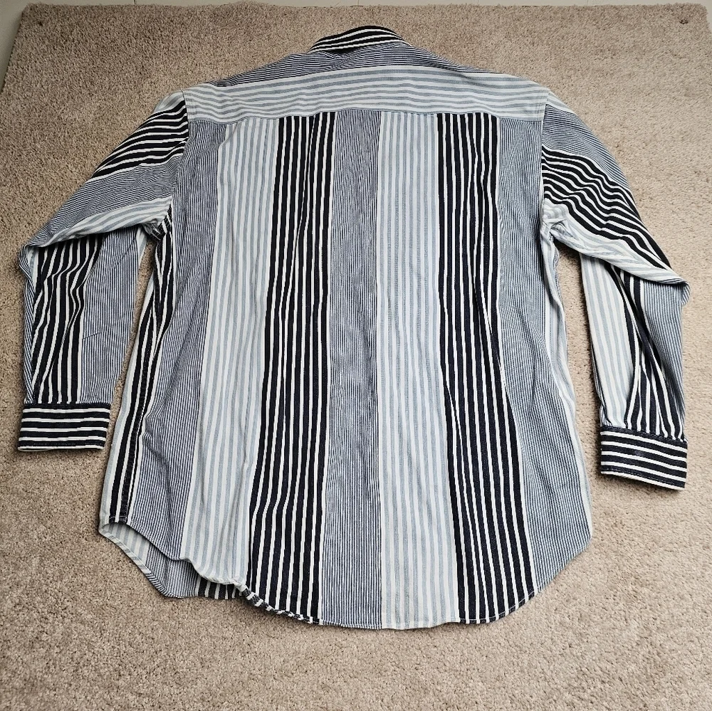 Vintage Banana Republic Safari & Travel Blue Multi Striped Button Down Shirt‎ XL